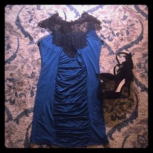 🎁Danesi🎁 black lace turquoise choker dress SZ M